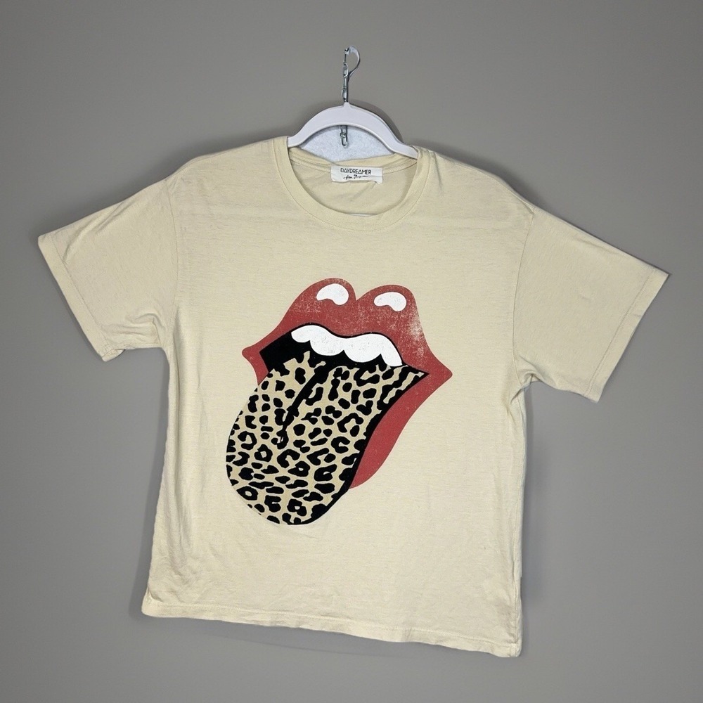 Daydreamer Rolling Stones Shirt XS Baby Tee Leopard Tongue Band Rock Edgy TShirt